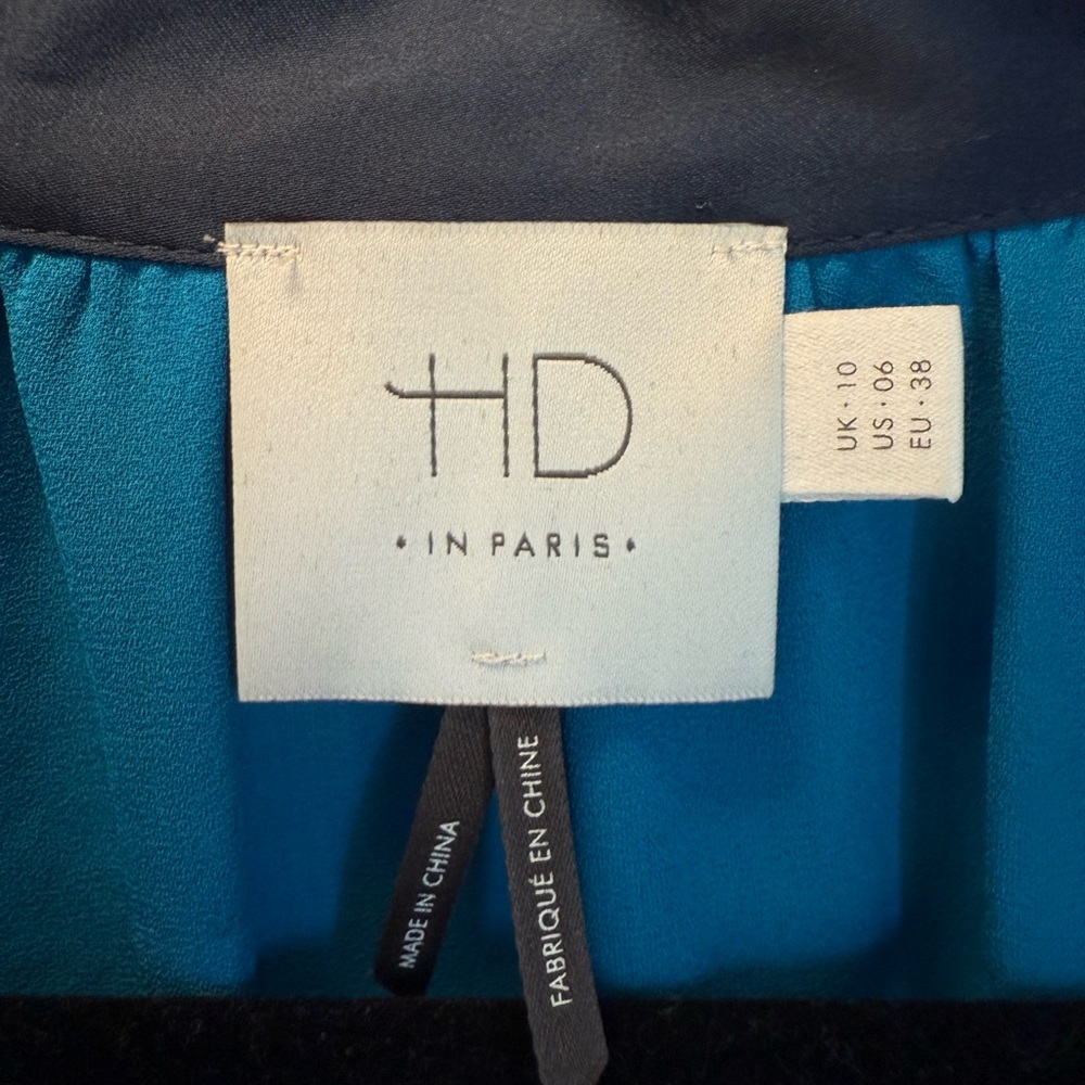 HD in Paris Teal and Navy Top with Embroidered Collar